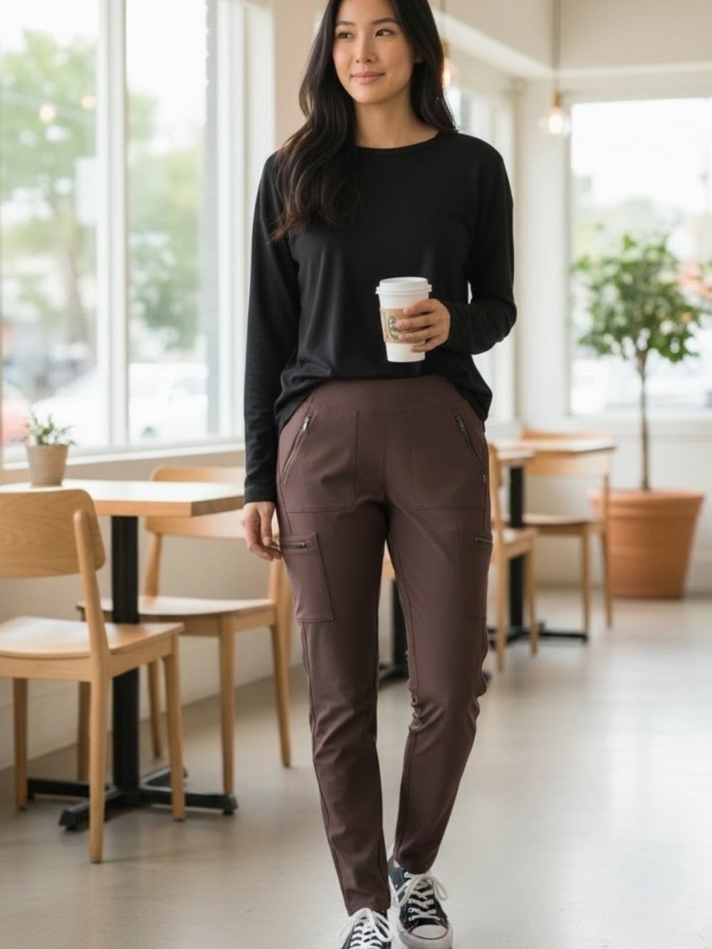 Athleta Burgundy Hybrid Cargo Leggings. NWOT. Size 12T